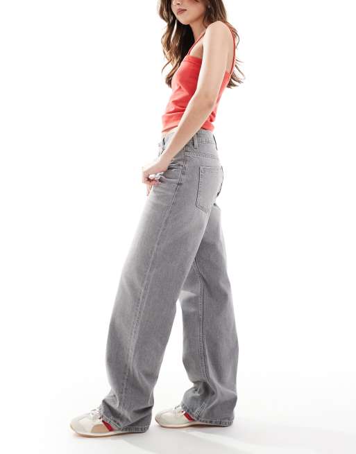 ASOS DESIGN baggy wide leg jeans in grey , 3 of 5