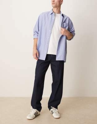 ASOS DESIGN baggy workpant jeans in raw wash-Blue