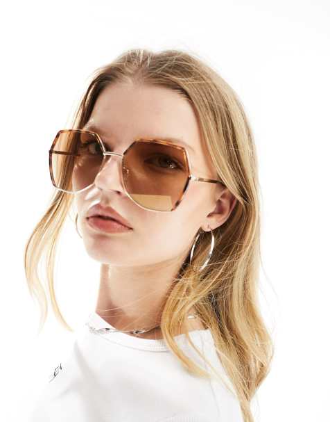 ASOS DESIGN – Båglösa, kantiga solglasögon i 70-talsstil - view 1