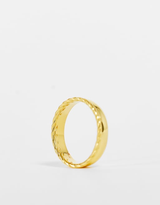 ASOS DESIGN - Bague à double anneau avec détail torsadé en argent massif plaqué or, 4 de 4