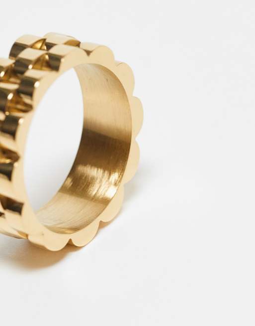 ASOS DESIGN - Bague à maillons en acier inoxydable étanche - Doré, 2 de 3