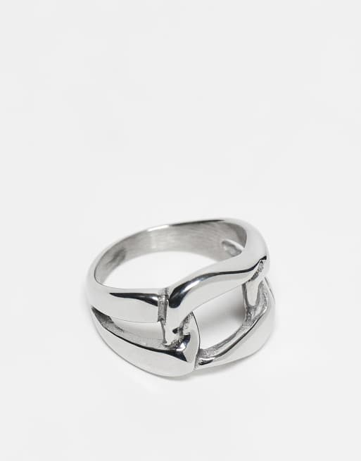 ASOS DESIGN - Bague à maillons en acier inoxydable imperméable effet brossé - Argenté