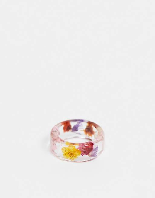 ASOS DESIGN Bague motifs fleuris en r sine transparente ASOS