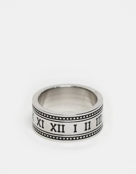 ASOS DESIGN - Bague anneau en acier inoxydable résistant à l'eau à chiffres romains - Argenté - view 1
