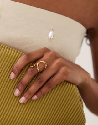 Bague anneau enveloppante en acier inoxydable imperméable - Doré XS