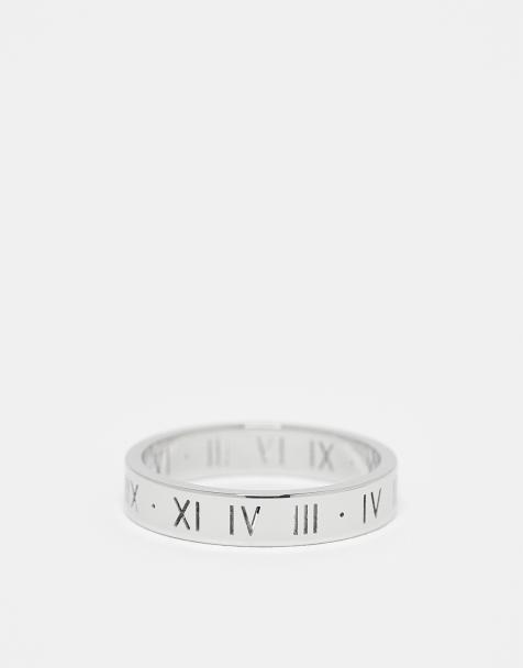 ASOS DESIGN - Bague anneau fine en acier inoxydable résistant à l'eau avec chiffres romains - Argenté - view 1
