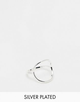 ASOS DESIGN silver plated ring with open circle design - ASOS Price Checker