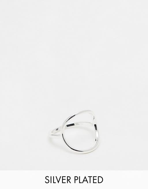 ASOS DESIGN Bague avec cercle ajour en plaqu argent