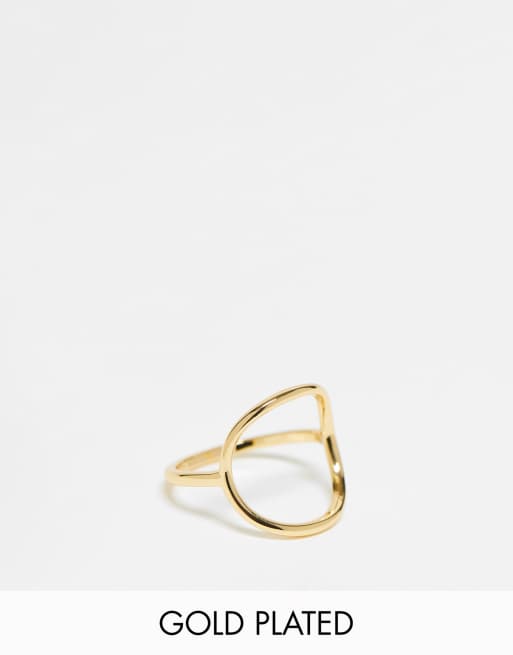 ASOS DESIGN Bague avec cercle ouvert en plaqu or 14 carats ASOS