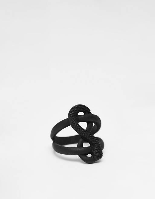 ASOS DESIGN Bague avec ornement serpent enroul Noir mat ASOS