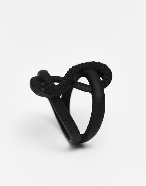 ASOS DESIGN Bague avec ornement serpent enroul Noir mat ASOS