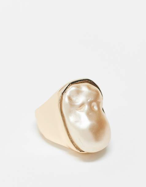 ASOS DESIGN - Bague avec perle d'eau douce fantaisie - Doré - view 1