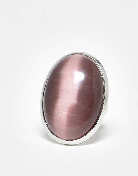 ASOS DESIGN - Bague avec pierre mauve effet œil de chat - Argenté - view 1