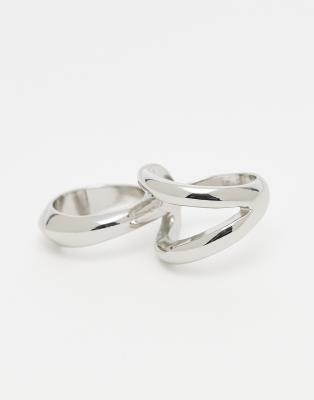 ASOS DESIGN - Bague double anneau - Argenté