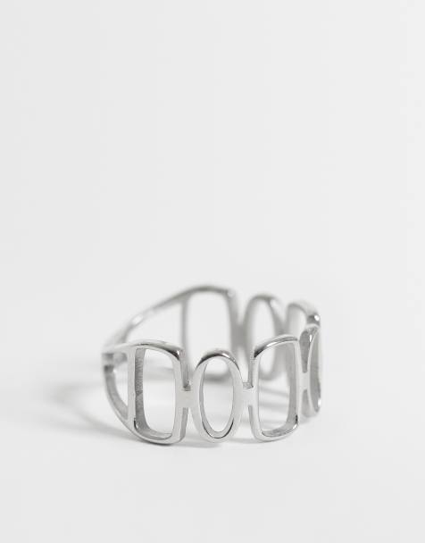 ASOS DESIGN - Bague en acier inoxydable étanche à motif cercles - Argenté - view 1
