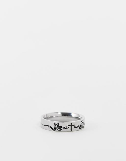 ASOS DESIGN Bague en acier inoxydable imperm able motif