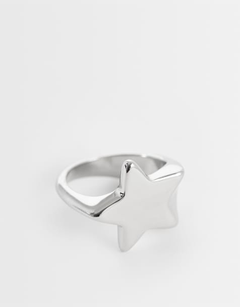 ASOS DESIGN - Bague en acier inoxydable imperméable avec détail étoile - Argenté - view 1