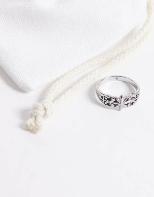 ASOS DESIGN - Bague en acier inoxydable résistant à l'eau à motif étoile - Argenté, 2 de 3