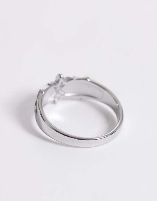 ASOS DESIGN - Bague en acier inoxydable résistant à l'eau à motif étoile - Argenté, 3 de 3