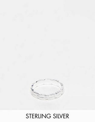 ASOS DESIGN sterling silver band ring with leaf design - ASOS Price Checker