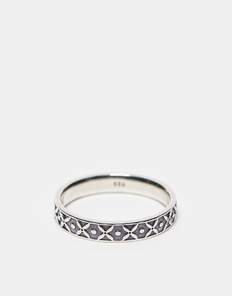 ASOS DESIGN - Bague en argent massif à motif en relief - Argenté - view 1