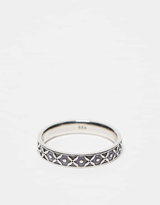 ASOS DESIGN - Bague en argent massif à motif en relief - Argenté