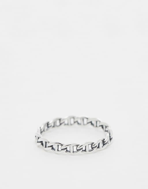 ASOS DESIGN - Bague en argent massif à motif maillons de chaîne - Argenté