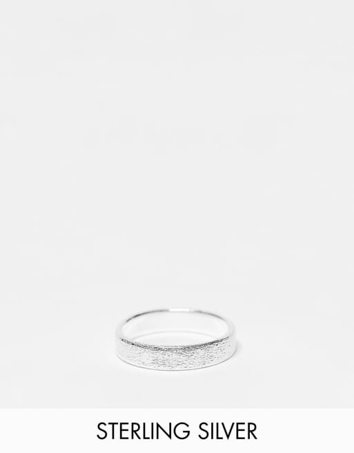 ASOS DESIGN - Bague en argent massif brossé - Argenté