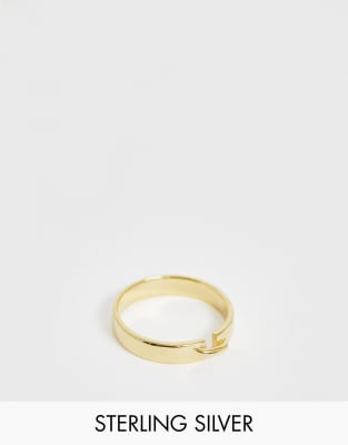 Effet DesignBague En Argent Asos Massif Avec Surpiqué Plaqué Or trhCsQdx