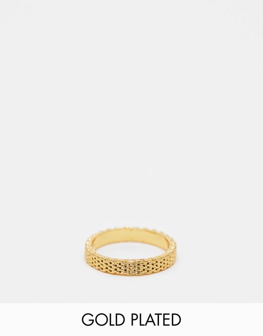 ASOS DESIGN - Bague en chaîne à maillons fins en plaqué or 14 carats
