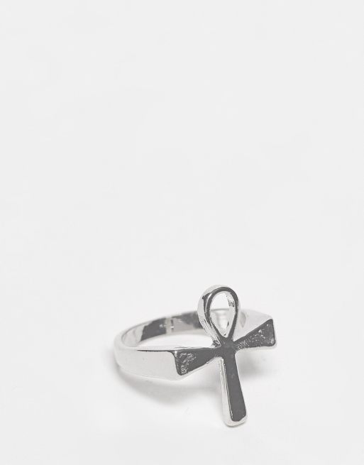 ASOS DESIGN - Bague en forme d'ankh - Argenté