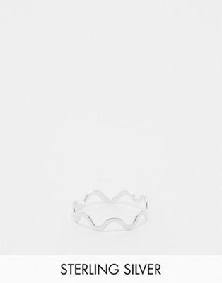 ASOS DESIGN sterling silver ring with wave design - ASOS Price Checker