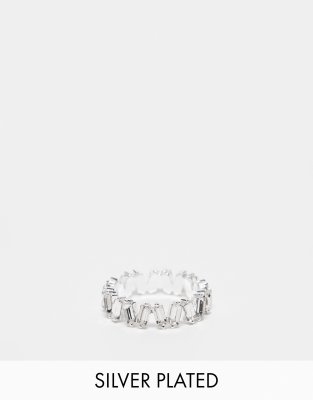 Bague En Argent Massif Avec Cristal Baguette - Taille 52 - Occasion - Style épuré