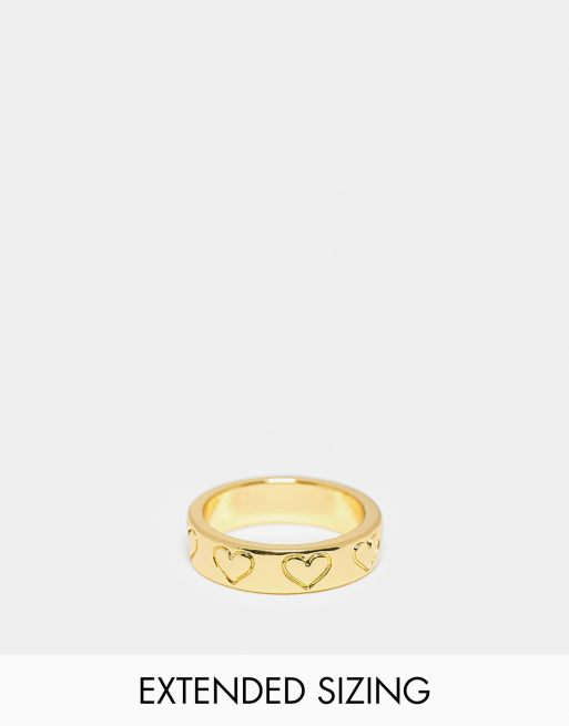 ASOS DESIGN Bague en plaqu or 14 carats avec motif c ur grav