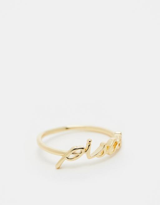ASOS DESIGN - Bague en plaqué or 14 carats avec signe astrologique Poisson et pochette cadeau