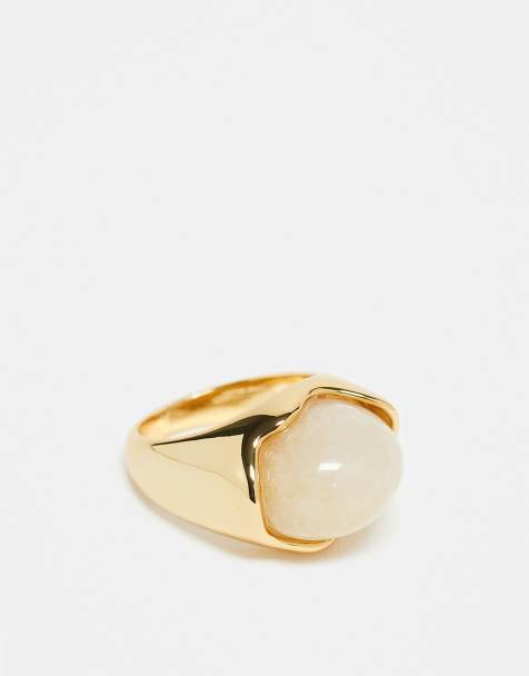 ASOS DESIGN - Bague en plaqué or 14 carats de qualité supérieure sertie d'une ambre semi-précieuse - view 1