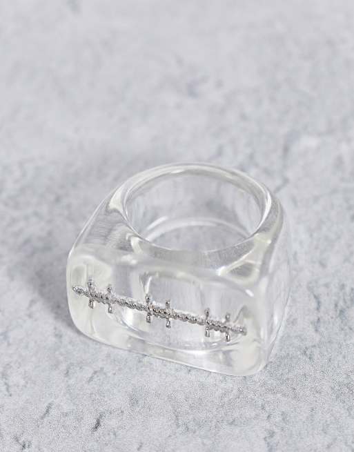 Bague en plastique transparent sale