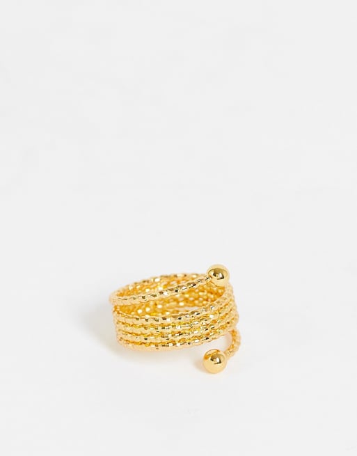 ASOS DESIGN Bague enroul e en plaqu or 14 carats ASOS