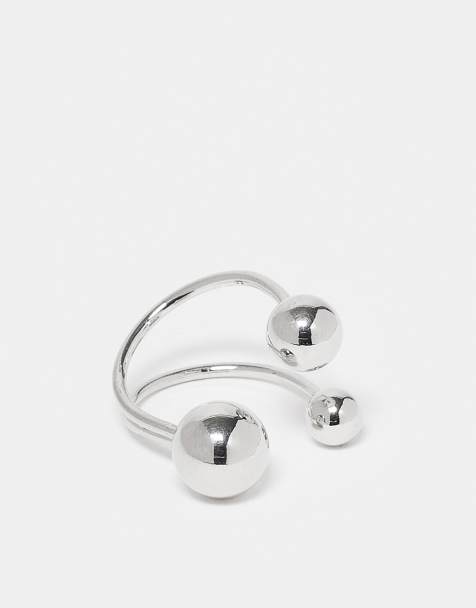ASOS DESIGN - Bague enveloppante à détails sphériques en rhodium argenté - view 1