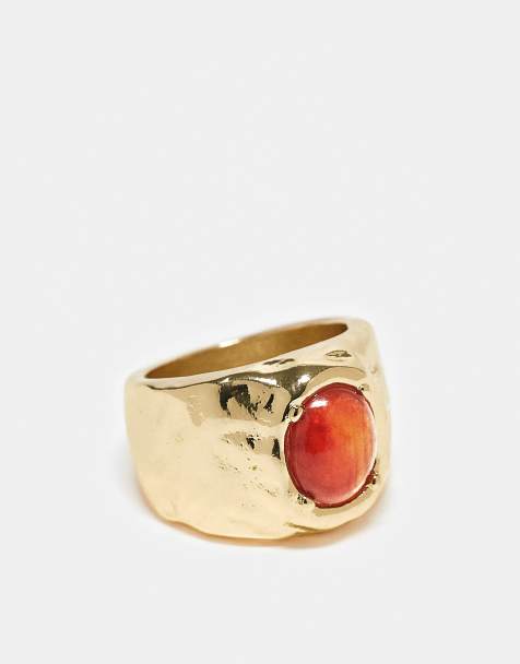ASOS DESIGN - Bague large effet fondu avec pierre d'ambre - view 1