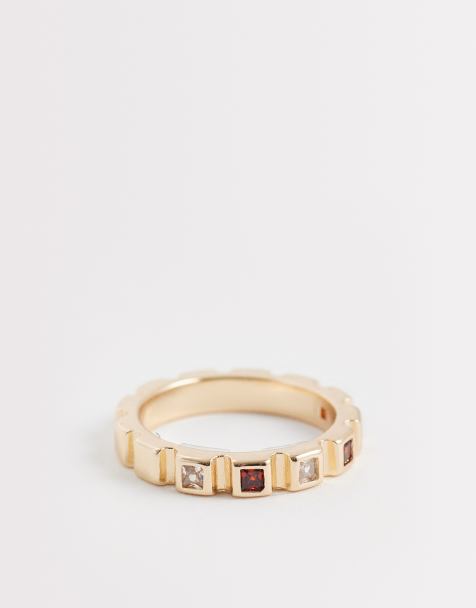 ASOS DESIGN - Bague ornée de cristaux fantaisie carrés - Doré - view 1