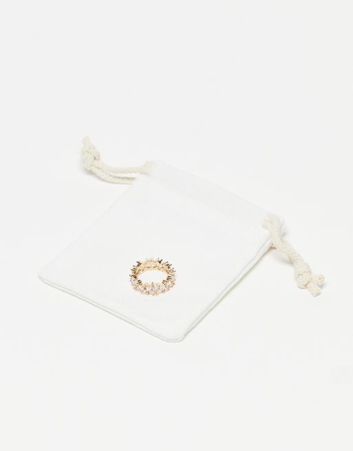 ASOS DESIGN - Bague ornée de zircons cubiques transparents coupe baguette avec pochette cadeau - Doré, 2 de 3