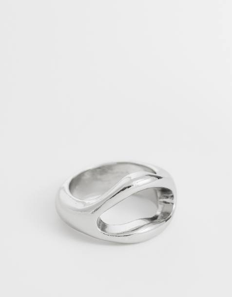 ASOS DESIGN - Bague ouverte effet fondu - Argenté - view 1