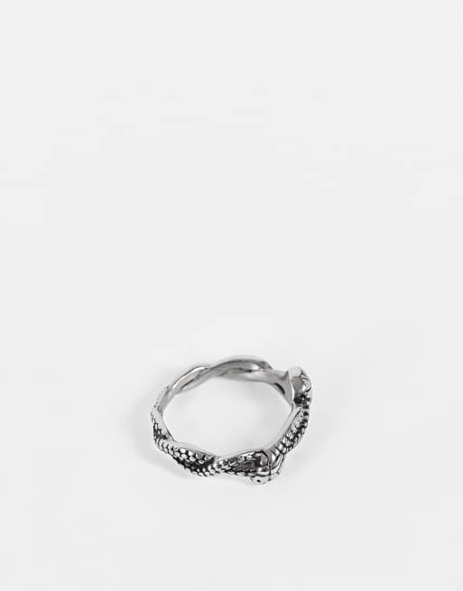 ASOS DESIGN Bague serpent entrem l en acier inoxydable et