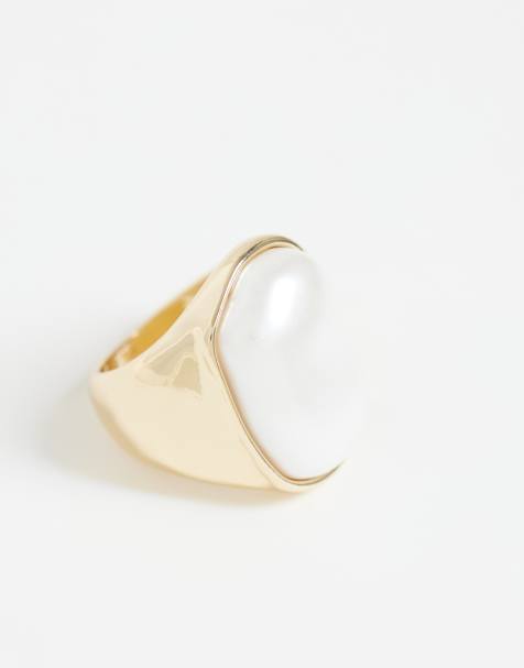 ASOS DESIGN - Bague tendance avec perle d'eau douce fantaisie - Doré - view 1