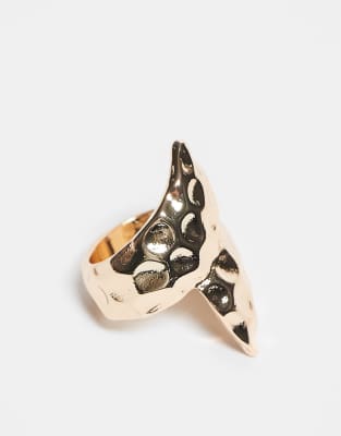 ASOS DESIGN - Bague texturée brossée enveloppante - Doré