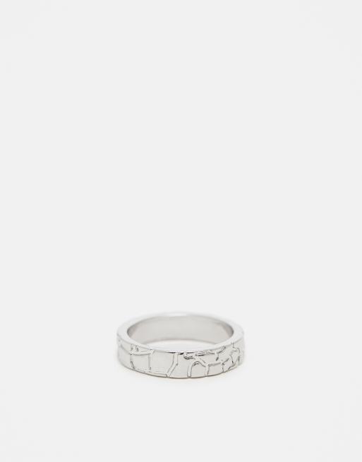 ASOS DESIGN - Bague texturée effet fondu - Argenté
