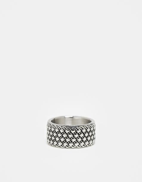 ASOS DESIGN - Bague texturée en acier inoxydable imperméable - Argent poli - view 1