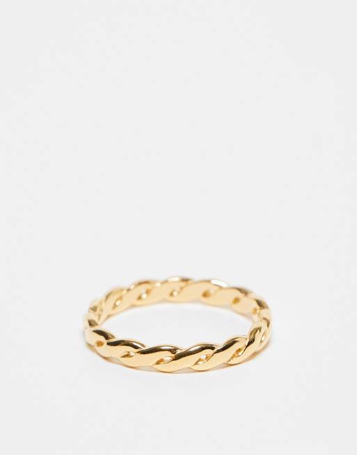 ASOS DESIGN - Bague torsadée en argent massif plaqué or