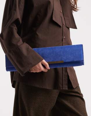 Asos Design Baguette Clutch With Metal Hardware In Purple